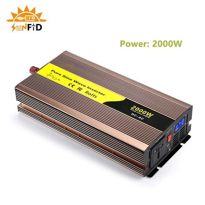 12V โวลต์ 2000w เพียวไซน์เวฟเพาเวอร์อินเวอร์เตอร์ DC เป็นไฟฟ้ากระแสสลับ 110V 220V