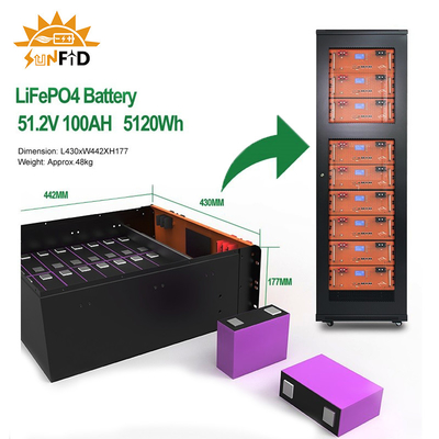ที่เก็บแบตเตอรี่ 10kwh 400ah สำหรับระบบพลังงานแสงอาทิตย์ในบ้าน Lifepo4 300ah ระบบจัดเก็บแผงโซลาร์เซลล์