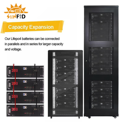 LifePo4 ระบบจัดเก็บแบตเตอรี่พลังงานแสงอาทิตย์เชิงพาณิชย์ 96V 192V 384V 100Ah