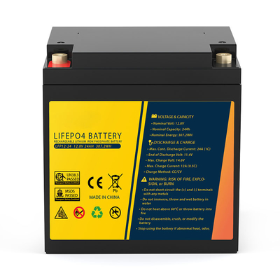 24Ah Lifepo4 การเปลี่ยนแบตเตอรี่ลิเธียมไอออน 12.8V สำหรับรถยนต์ไฟฟ้าพลังงานแสงอาทิตย์ของ UPS รถเข็นไฟฟ้า