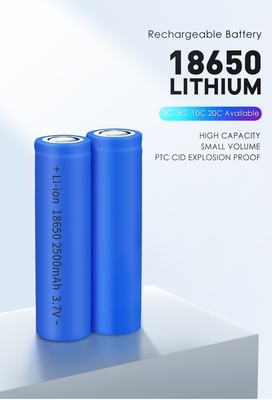 2500mAh Lifepo4 เซลล์แบตเตอรี่ 25R ชาร์จใหม่ได้ 3.7V ทรงกระบอก 18650