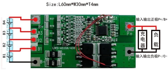 แบตเตอรี่ลิเธียม BMS แบบชาร์จได้ 3.2v 4s 10a 12.8v แผงวงจรป้องกัน