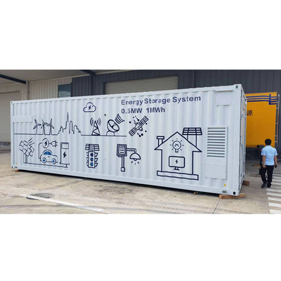 0.5MW On Grid Off Grid ระบบพลังงานแสงอาทิตย์ 1MWH ESS คอนเทนเนอร์ Lifepo4 IP65 Outdoor